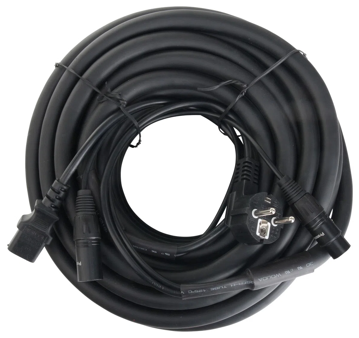 Pronomic Stage EUIECX-15 Hybridkabel Schukostecker auf Kaltgerätebuchse, XLR/XLR 15m (ideal zur Verkabelung von Aktiv Boxen, PA Lautsprechern, Lichteffekten & Bühnenbeleuchtung)