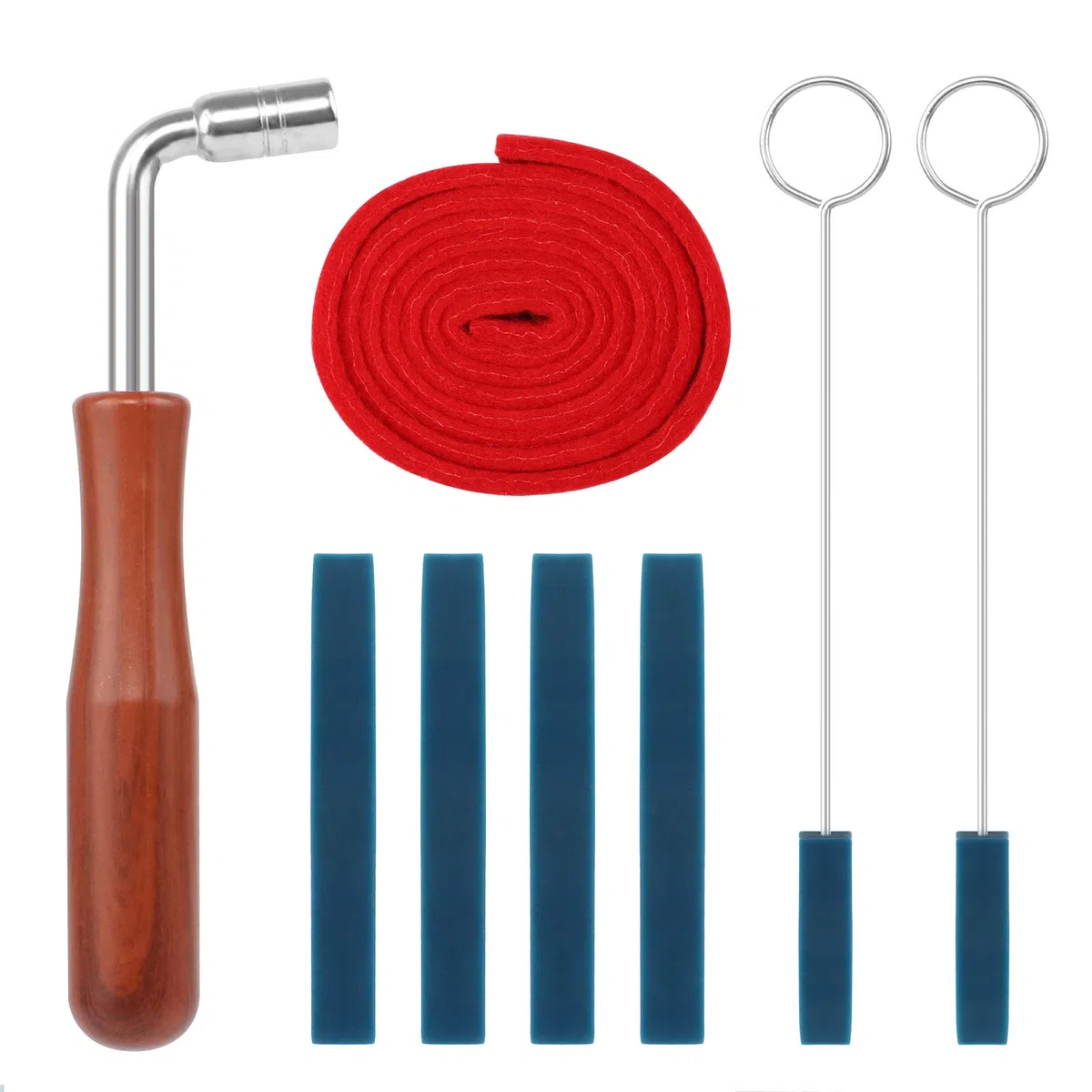 8PCS Piano Tuning Kit Inklusive Stimmschlüssel Hammer Temperament Strip Rubber Mutes Kit Dämpfer mit Griffen für Piano Tuning