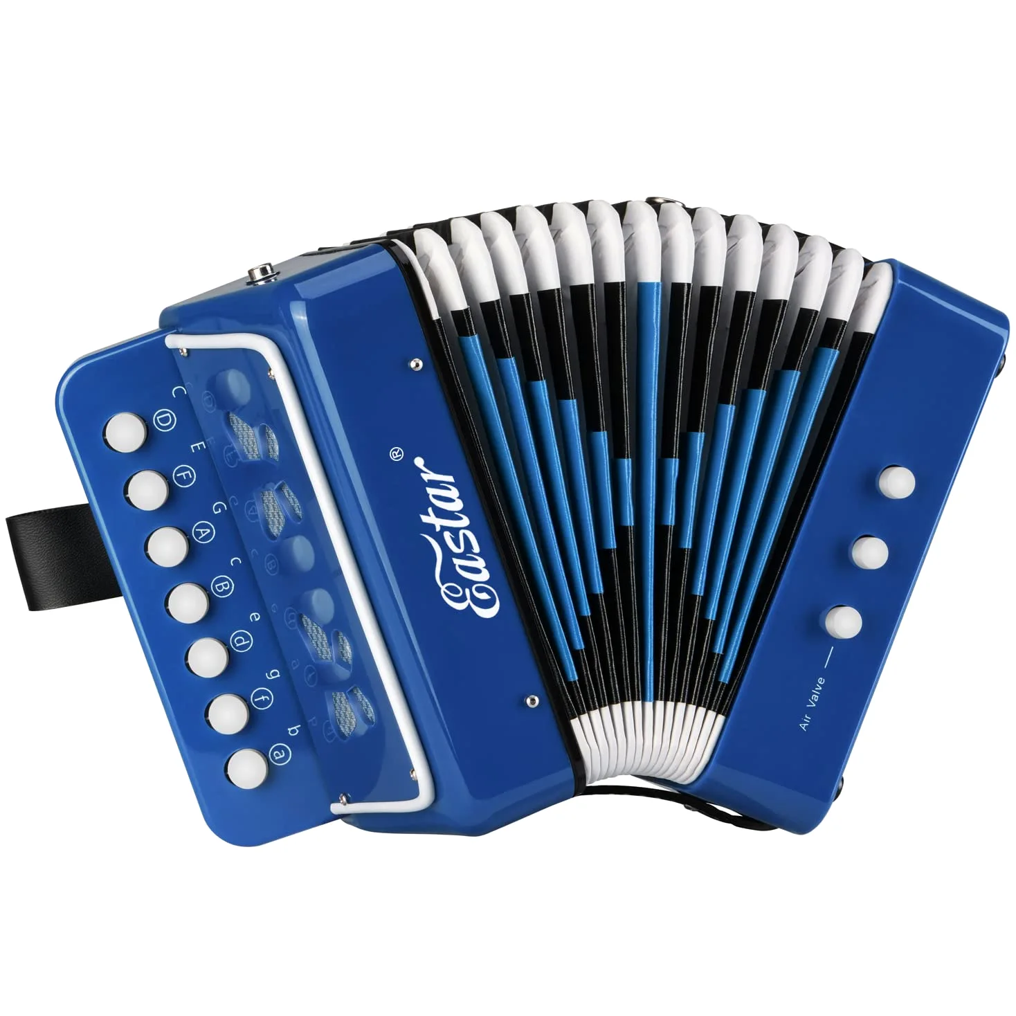 Eastar Akkordeon 10 Tasten Knopf Pädagogisches Musikinstrument für Kinder, Voll Funktionsfähiges Leichtes Ziehharmonika, Auswahl an Geschenken zum Kindertag, Blau