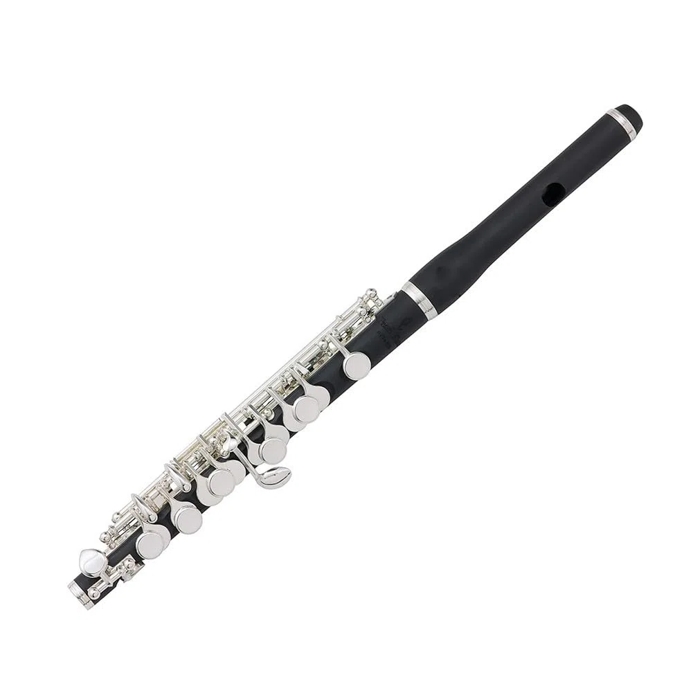 Piccolo in C, geschlossene Löcher, Rubinholzkörper, versilberte Griffe, inkl. Hardcase, Reinigungsstab und Tuch