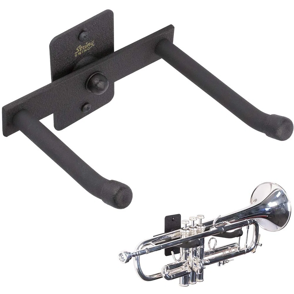 String Swing Horizontale Wandhalterung Trompetenhalter - Ständer für alle Trompeten inkl. Piccolo und Pocket Trompete - Musikinstrumente sicher ohne Hartschalenkoffer - Made in USA