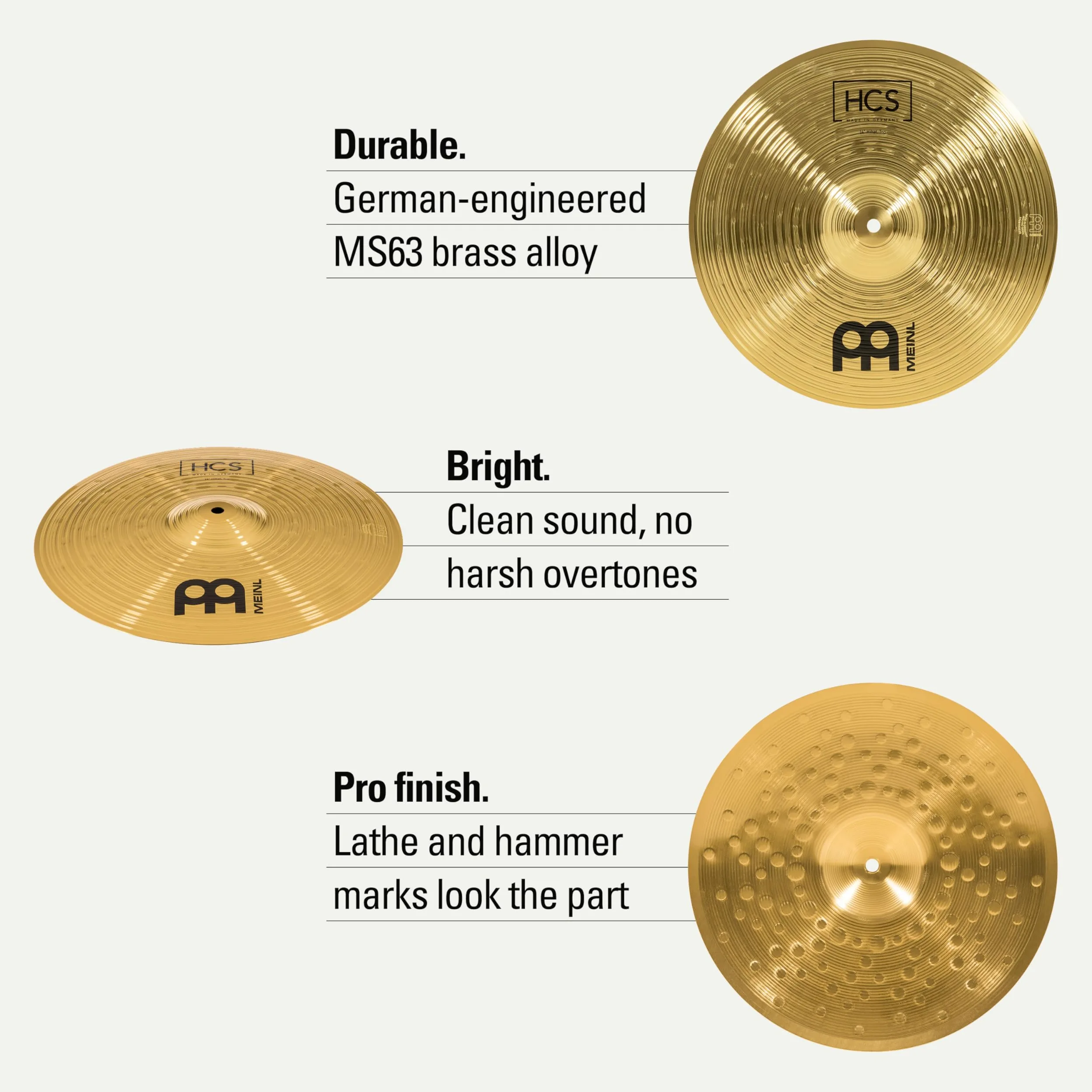 Meinl Cymbals HCS Hihat — 14 Zoll (Video) Schlagzeug Becken – Paar – (35,56cm) Messing, Traditionelles Finish (HCS14H)