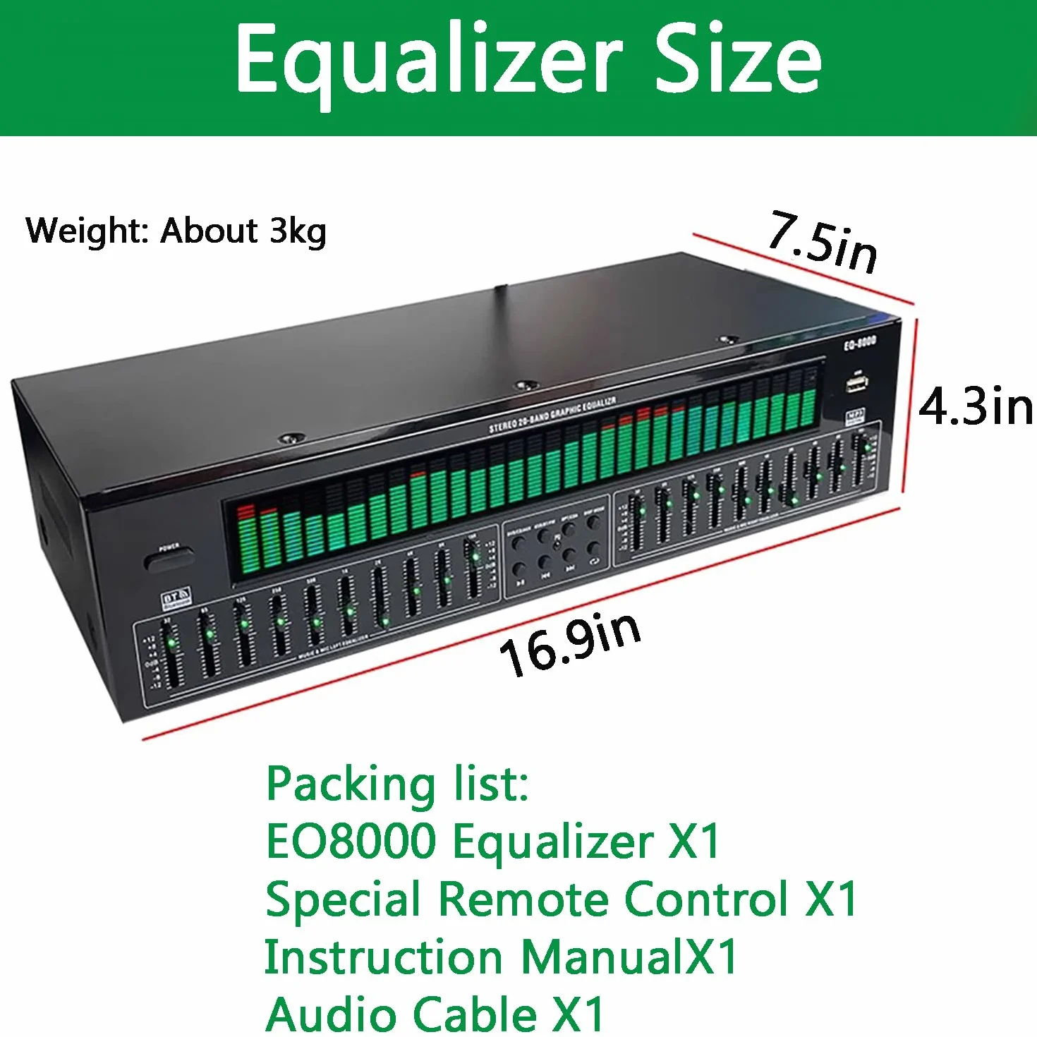 31-Band Digital Equalizer, Stereo Grafik EQ, Musikspektrumanalysator, Bluetooth 5.4 Optische Koaxiale Digitale Audiodekodierung, Rauschunterdrückung, Für Aufnahmestudio