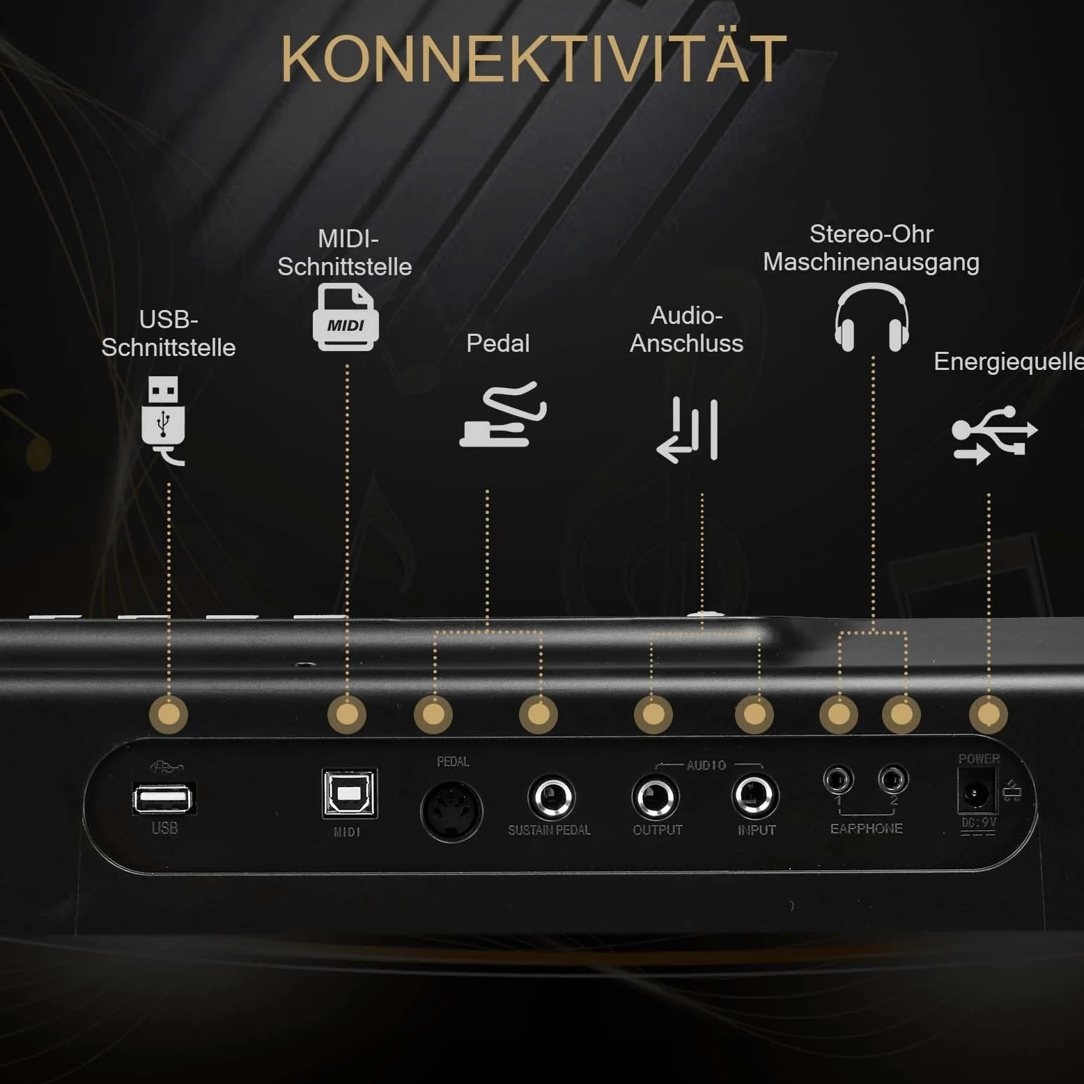 LEADZM 88 Tasten Halbgewichteten Digital Piano, Full Size Keyboard, Elektronische Tastatur mit Doppelrohr-X-förmigem Ständer, Bluetooth MIDI, Notenständer, Sustain-Pedal, Kopfhörer