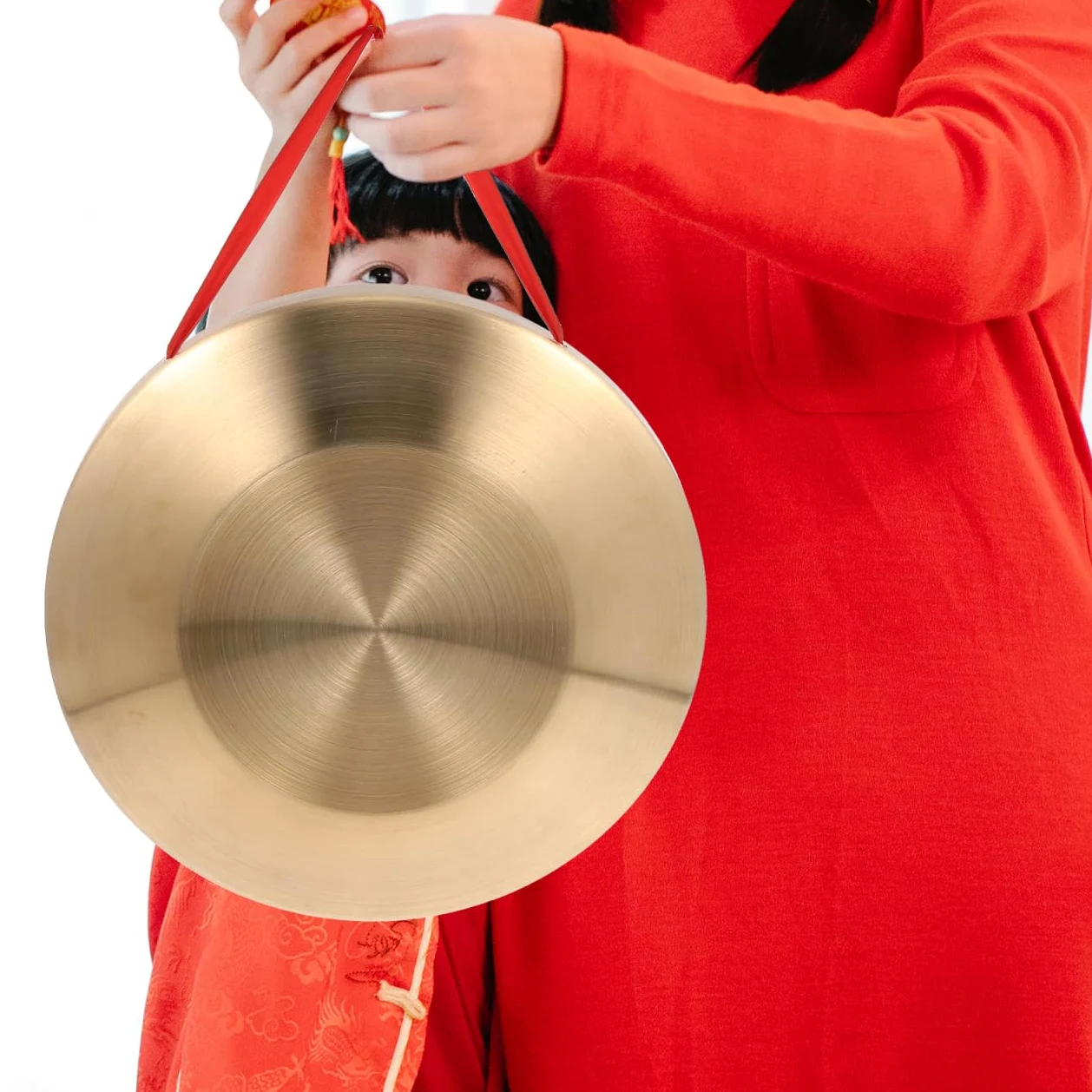 Gong mit Schlägel, Tam-Tam-Gong, traditionelles chinesisches Percussion-Instrument, Kupfer dekorativer Chau-Gong für Zuhause, Büro, 32 cm