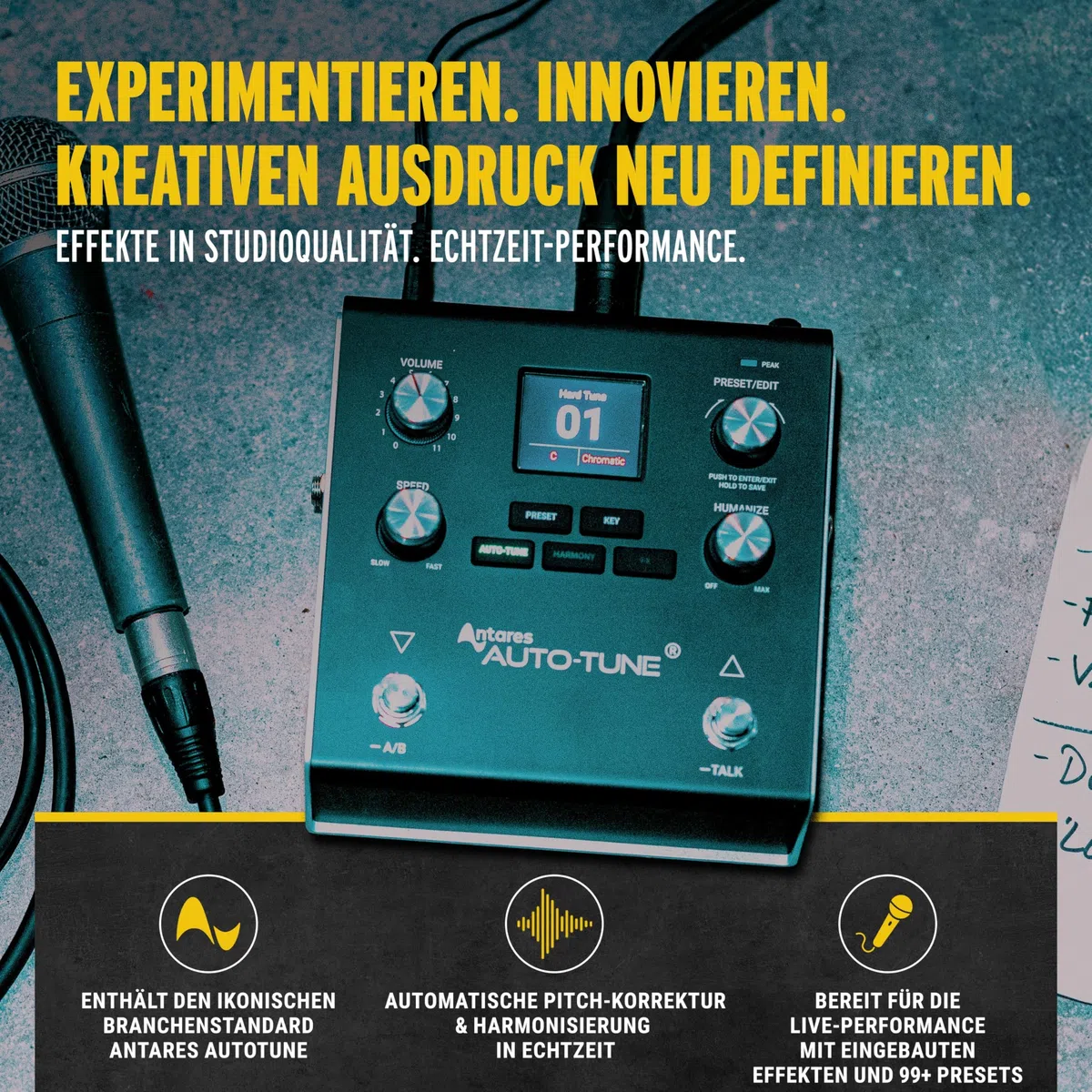 HeadRush VX5 Vocal Effekt Pedal mit Antares AutoTune, Pitch-Korrektur in Echtzeit, Vocal Harmony, Gitarren- und Mikrofoneingang und Audio Interface