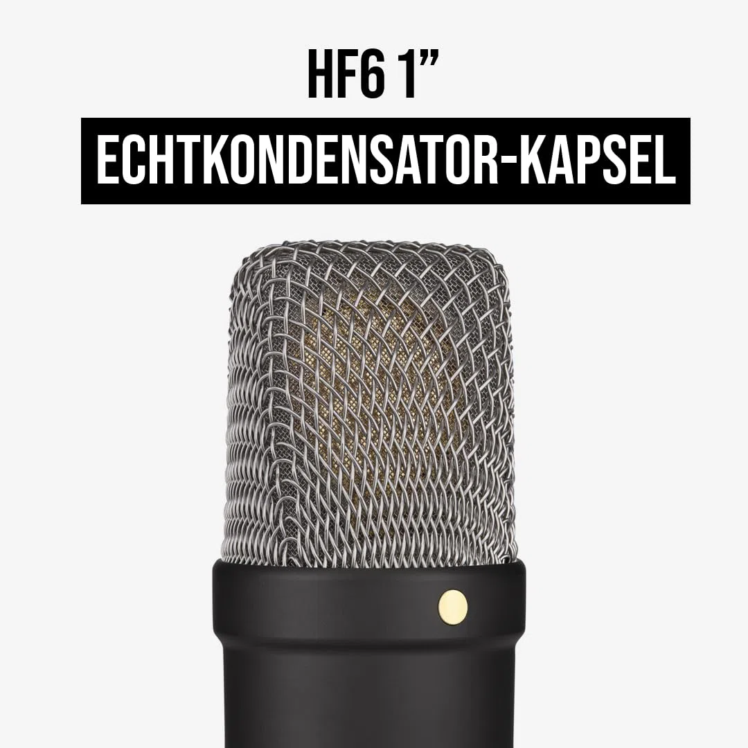 RØDE NT1 Signature Series Großmembrankondensatormikrofon mit Schockhalterung, Popschutz und XLR-Kabel für Musikproduktion, Gesangsaufnahmen, Streaming und Podcasting (Schwarz)