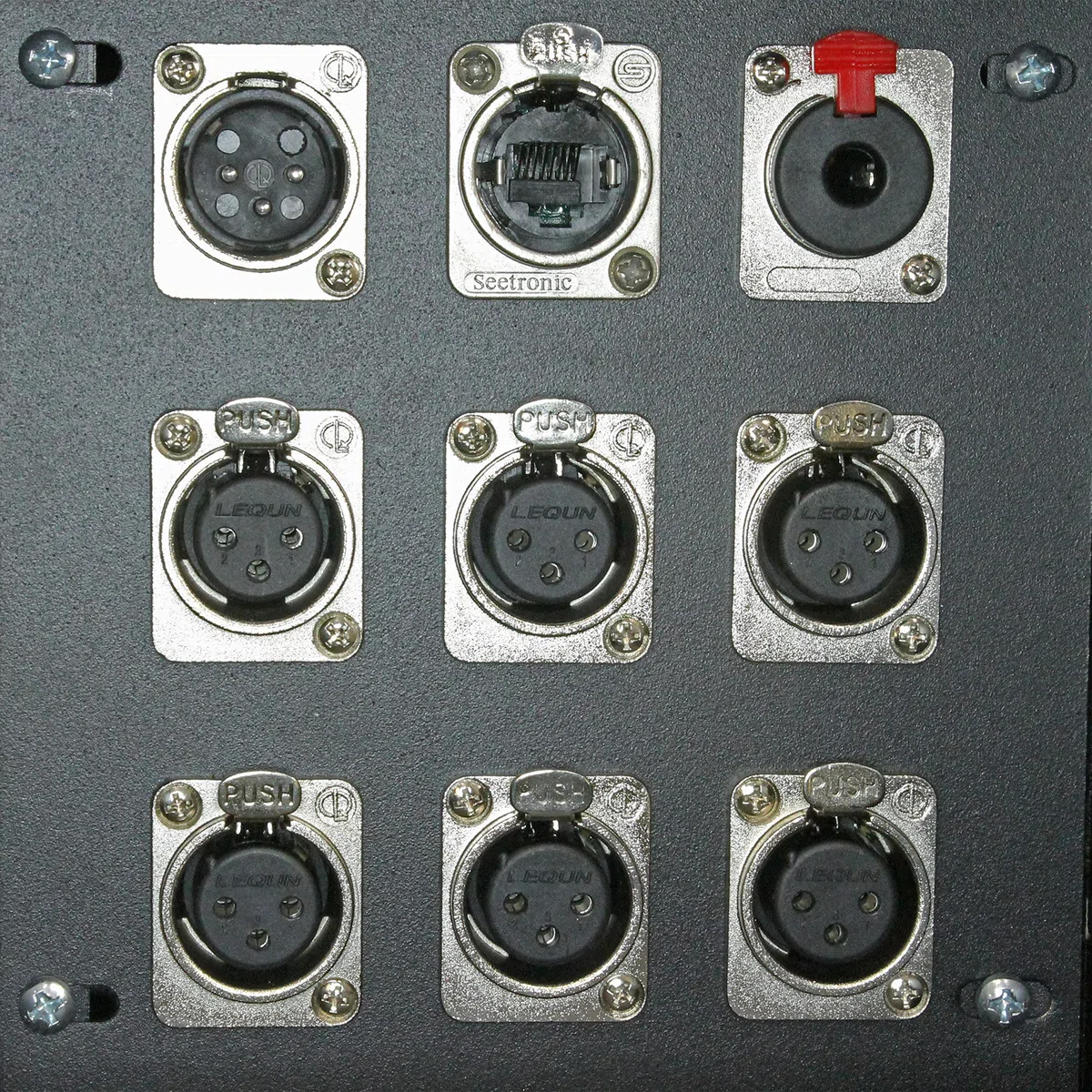 Pro Audio Recess Stage Floor Box schwarz (6-XLR weiblich + 1-XLR männlich + 1 1/4 Zoll TRS + 1 CAT5 Ethernet)