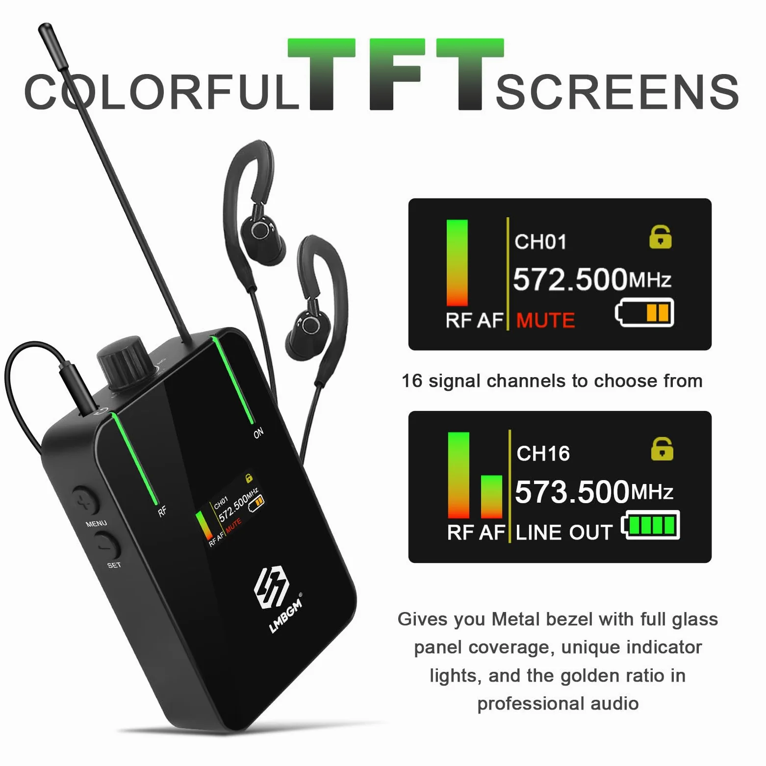 AR9 UHF Mono Wireless In Ear Monitor System Transmitter & Beltpack Receiver for Studio, Band Rehearsal & Live Performance (AR9 Pro-1)