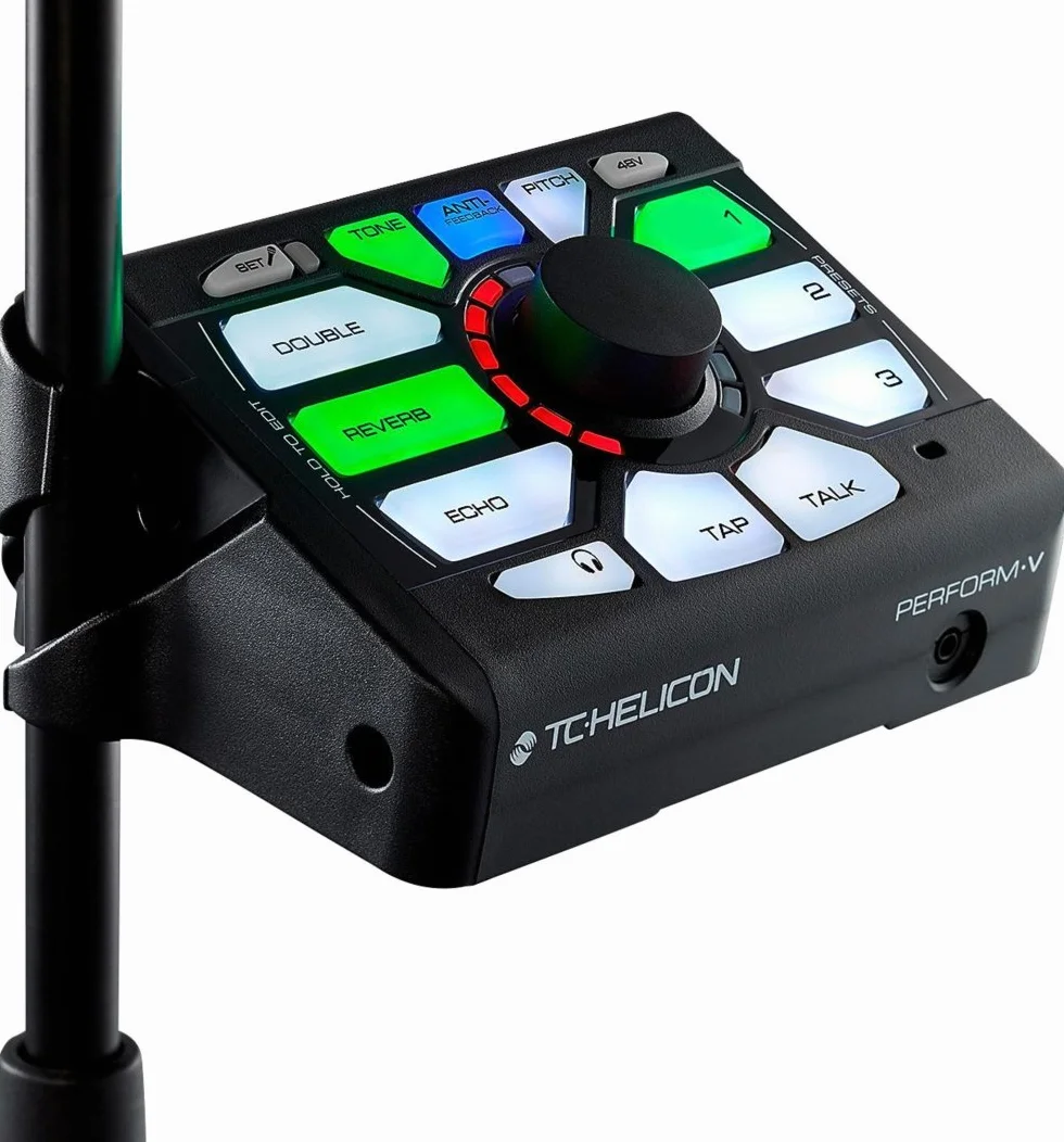 TC Helicon PERFORM-V Ultimate Mic Stand-Mount Vocal Processor für schnellen und einfachen Sound in Studioqualität mit erweiterbaren Effekten