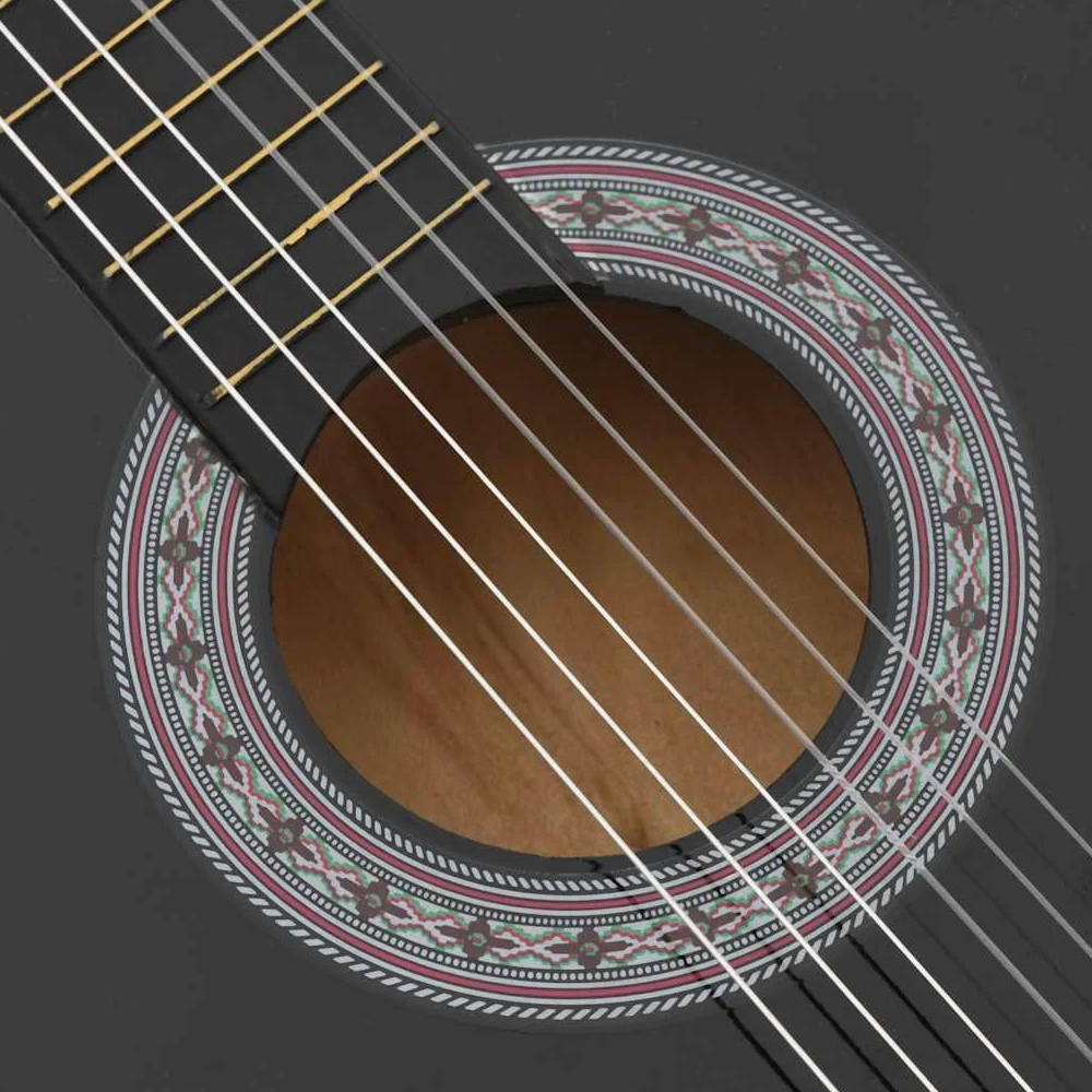 vidaXL 12-tlg Westerngitarre Set 38" Schwarz Akustische Gitarre 6 Saiten