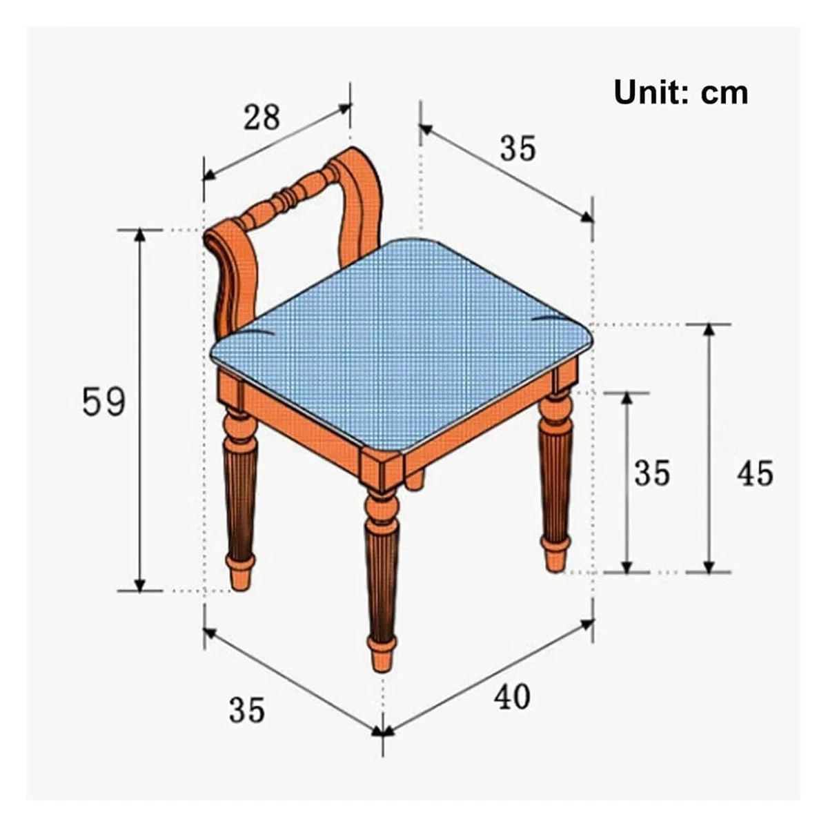 Pianobank, Klavierbank, Klavierhocker, Schminkstuhl, Klavierhocker, Frisiertischhocker aus Holz, einfacher Rückenlehnenstuhl, Schlafzimmer-Make-up-Hocker, Ankleidezimmerhocker(White)