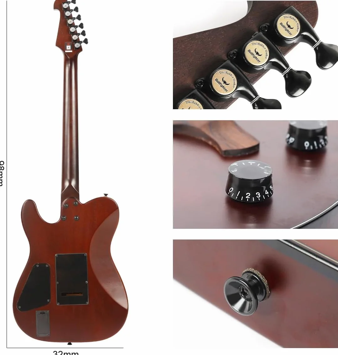 Akustikgitarre leise mit eingebauten Pickups tragbar elektrisch & akustisch nutzbar klassische Gitarre für reisende Musiker & Anfänger inkl. Gigbag, Gurt, Stahlsaiten, Kabel und Plektren (Braun)