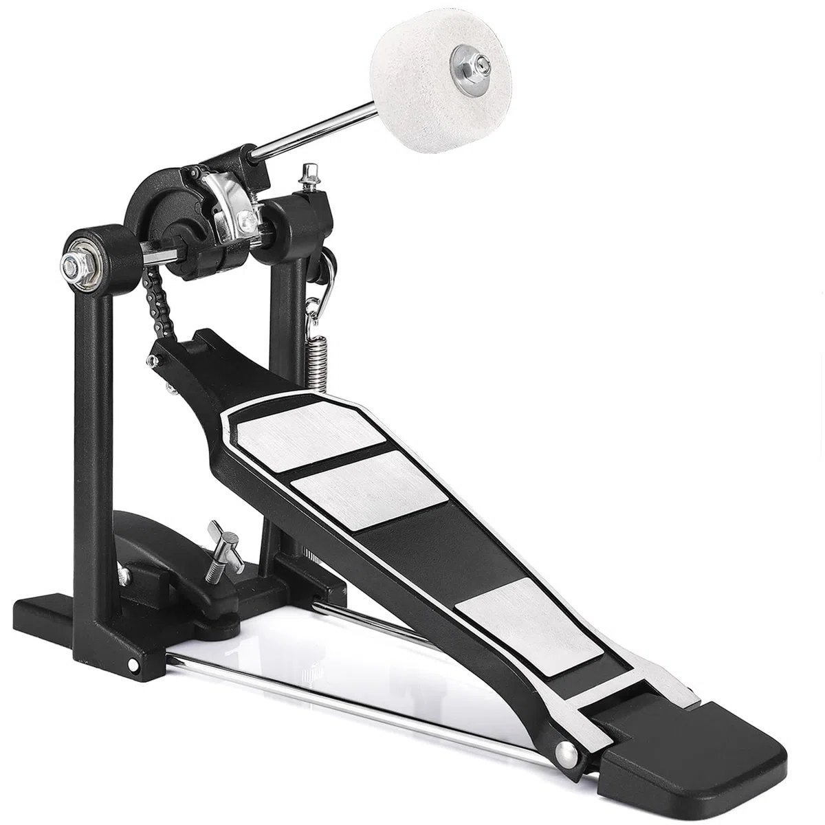 Facmogu Single Kick Bass Drum Pedal, Kick Drum Pedal mit Classic Felt Beater Stick & Key für Foot Percussion Set Instrument, Single-Chain Heavy-duty für Anfänger & Pro Drummers
