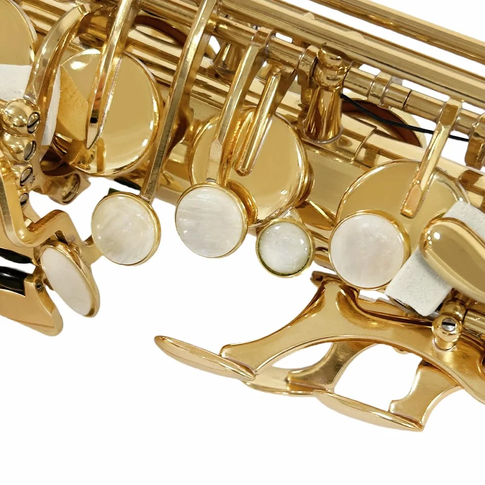 Yinfente Eb flaches Saxophon mit 10 Blättern, 8 Pads, Hartschalenkoffer und mehr, für Studenten, Anfänger, Erwachsene, Altsaxophon, Saxophon-Set, (goldfarben)