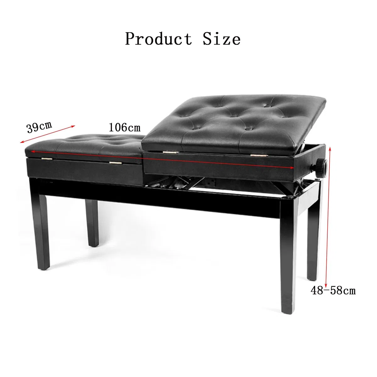 Klavierhocker, Stuhl, mit Zwei Notenaufbewahrungsboxen, Musik-Keyboard-Sitz, anhebbare Keyboard-Bank, geeignet for Erwachsene und Kinder(White)