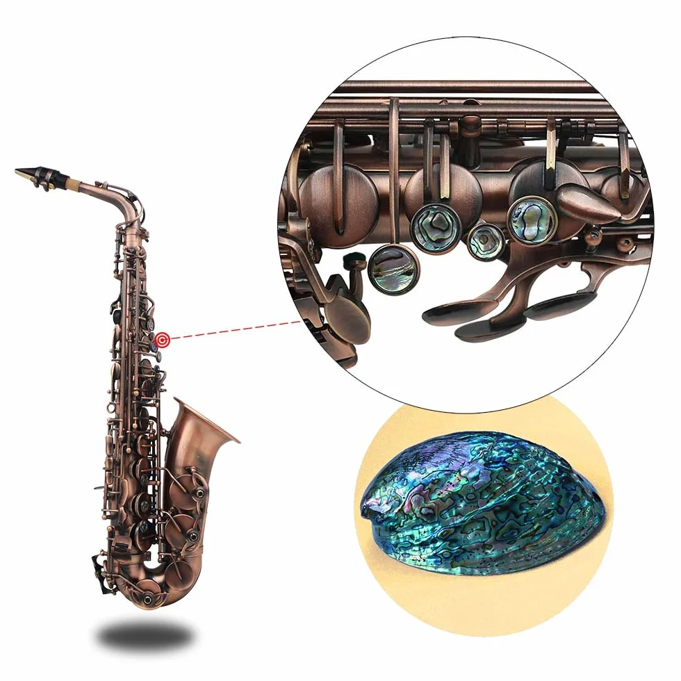 Btuty Eb E-flat Altsaxophon Rot-Bronze Sax Abalone-Muschel-Tasten Schnitzereimuster mit Koffer Handschuhe Reinigungstuch Riemen Bürste