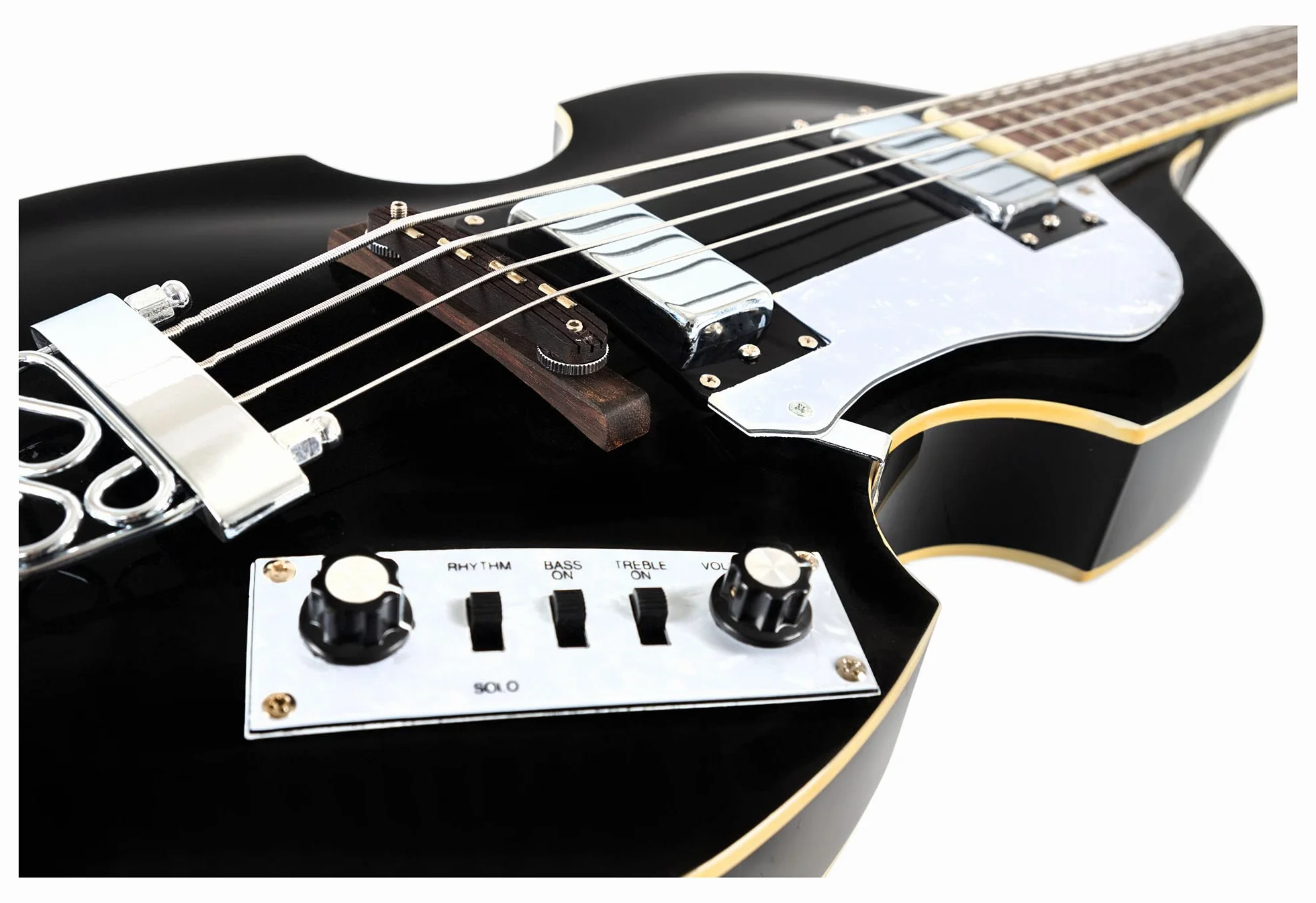 Rocktile VB-1 “Sir Paul” Vintage Beatbass - Violinbass - Bassgitarre - Hollowbody - 2 Humbucker - Schwarz
