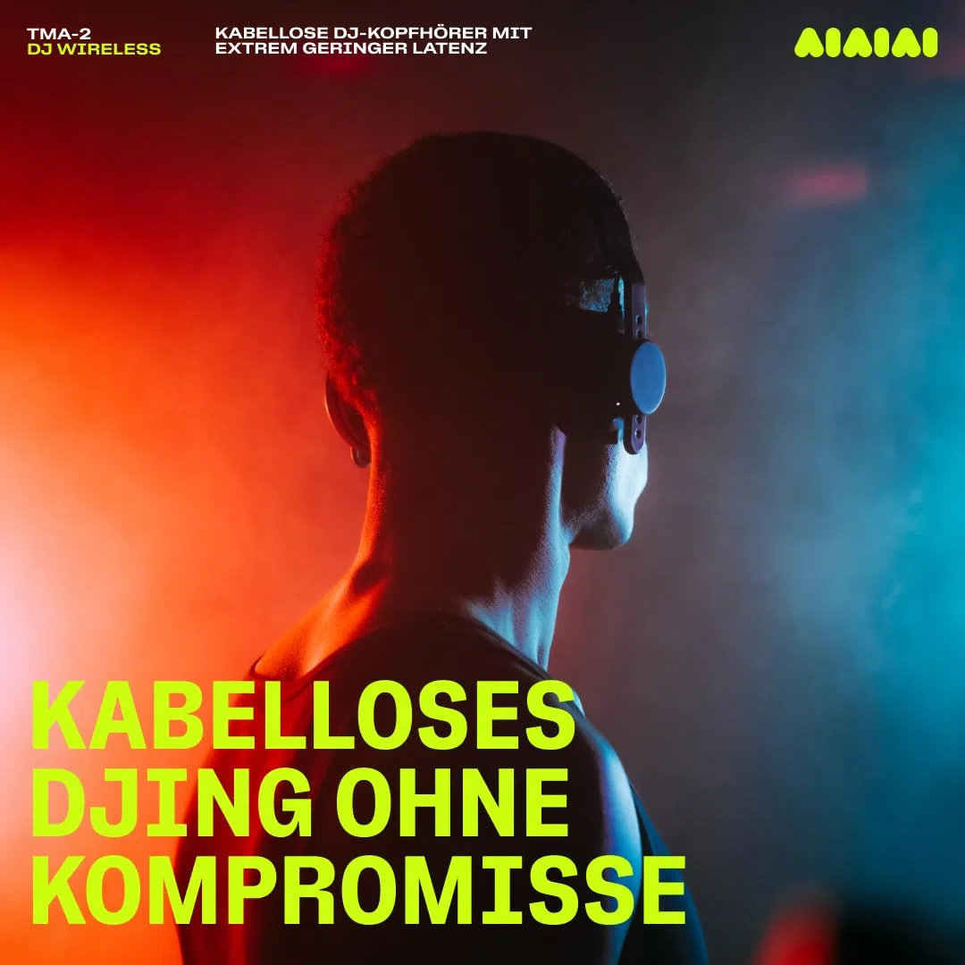AIAIAI TMA-2 DJ Wireless – Kabellose DJ-Kopfhörer mit ultraniedriger Latenz, 20+ Std. Wiedergabe, robustem leichtem Design, hoher Geräuschisolierung, Memory-Foam-Polstern & Bluetooth.