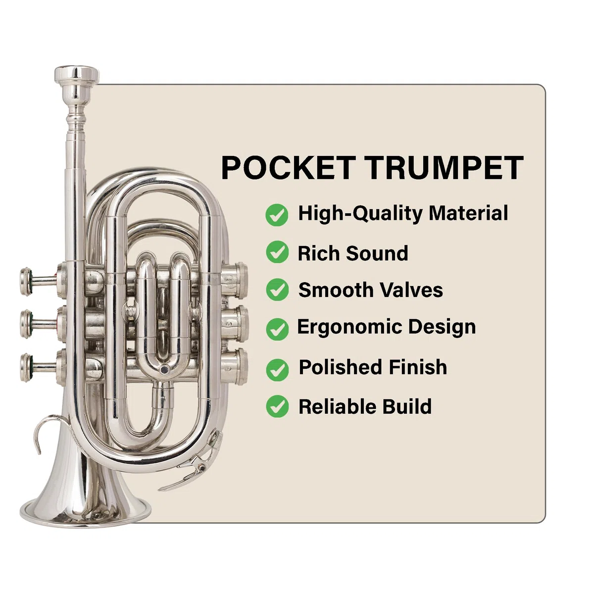 Queen Messing Taschentrompete chrom Finish BB-W/Fall + MP silber