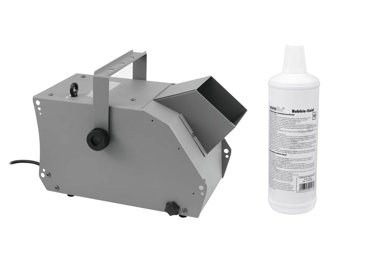 EUROLITE Set BW-100 Seifenblasenmaschine + Seifenblasenfluid 1l | Kompakte, leistungsstarke Seifenblasenmaschine mit Funkfernbedienung inklusive 1l Seifenblasenfluid