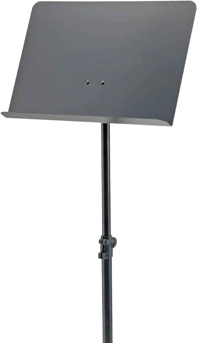 K&M 11960 Orchesternotenpult Schwarz – Notenständer von 74 - 127 cm ausziehbar – Stahl-Notenplatte mit Schnellverschluss