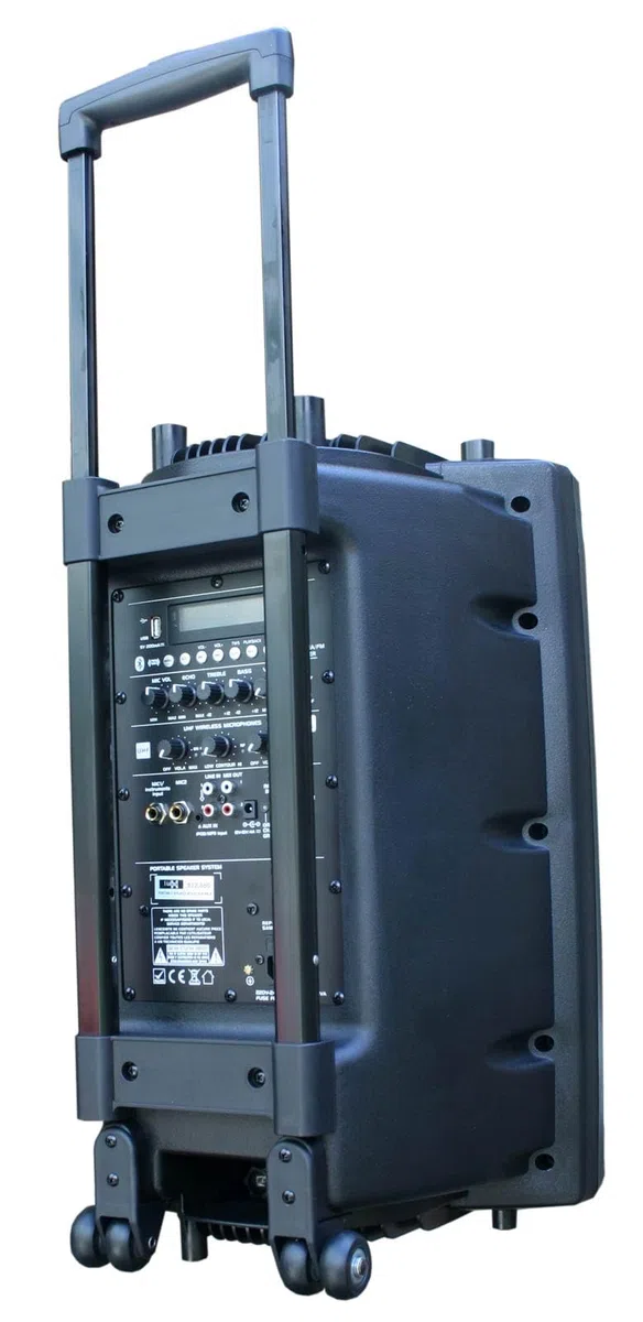 E-Lektron Bluetooth Karaoke Partybox mit 2 Funkmikrofonen – Mobile Lautsprecher EL30-M Komplettset mit Akku, USB, SD & Radio