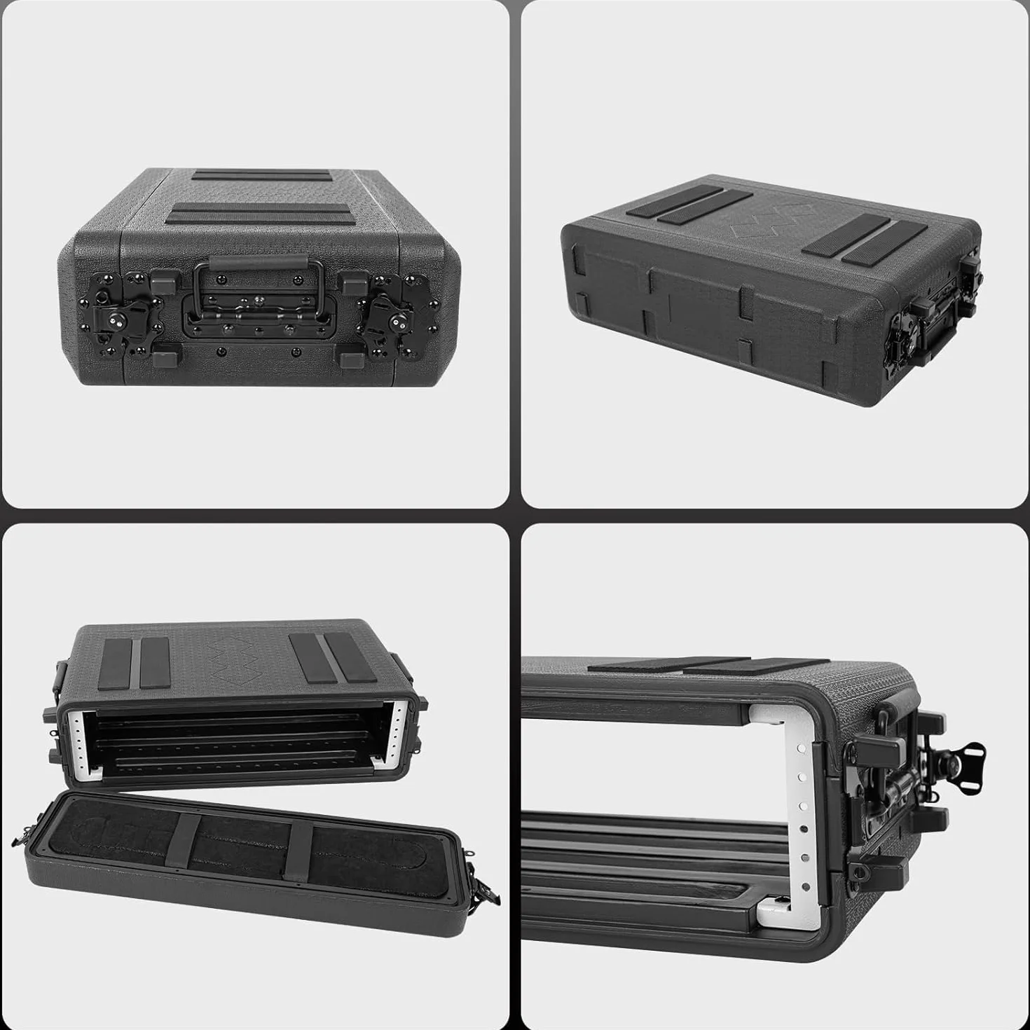 4U-Rack-Koffer, flach, 16 Zoll tief, 19 Zoll Rackmount-Flight-Road-Reisekoffer, wasserdichter Schutzkoffer mit Schaumstoffeinlage