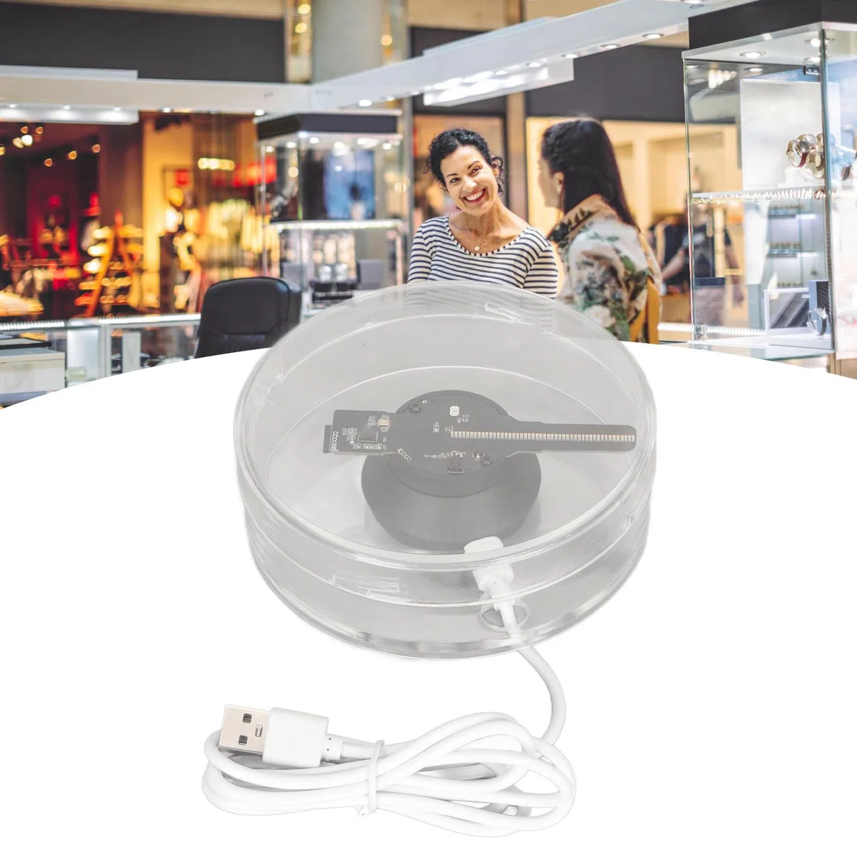 3D Hologramm Fan WiFi Projektor, 3D Werbung Maschine mit 48 LEDs Fernbedienung Eingebauter Lautsprecher Speicherkarte für Geschäfte Veranstaltungsorte Büros Restaurants