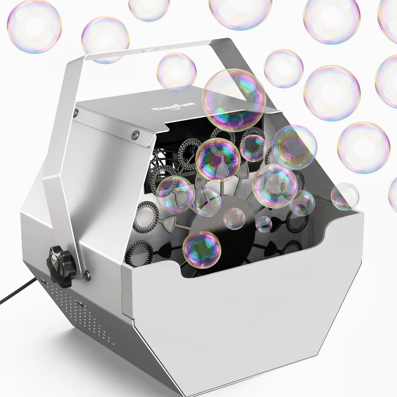 Theefun Seifenblasenmaschine, 750 ml Automatische Seifenblasen Maschine aus Metall USB-Betrieben Tragbare Professionelle Seifenblasenmaschine Kinder, Hochzeit Seifenblasen Maschine, Innen & Außen