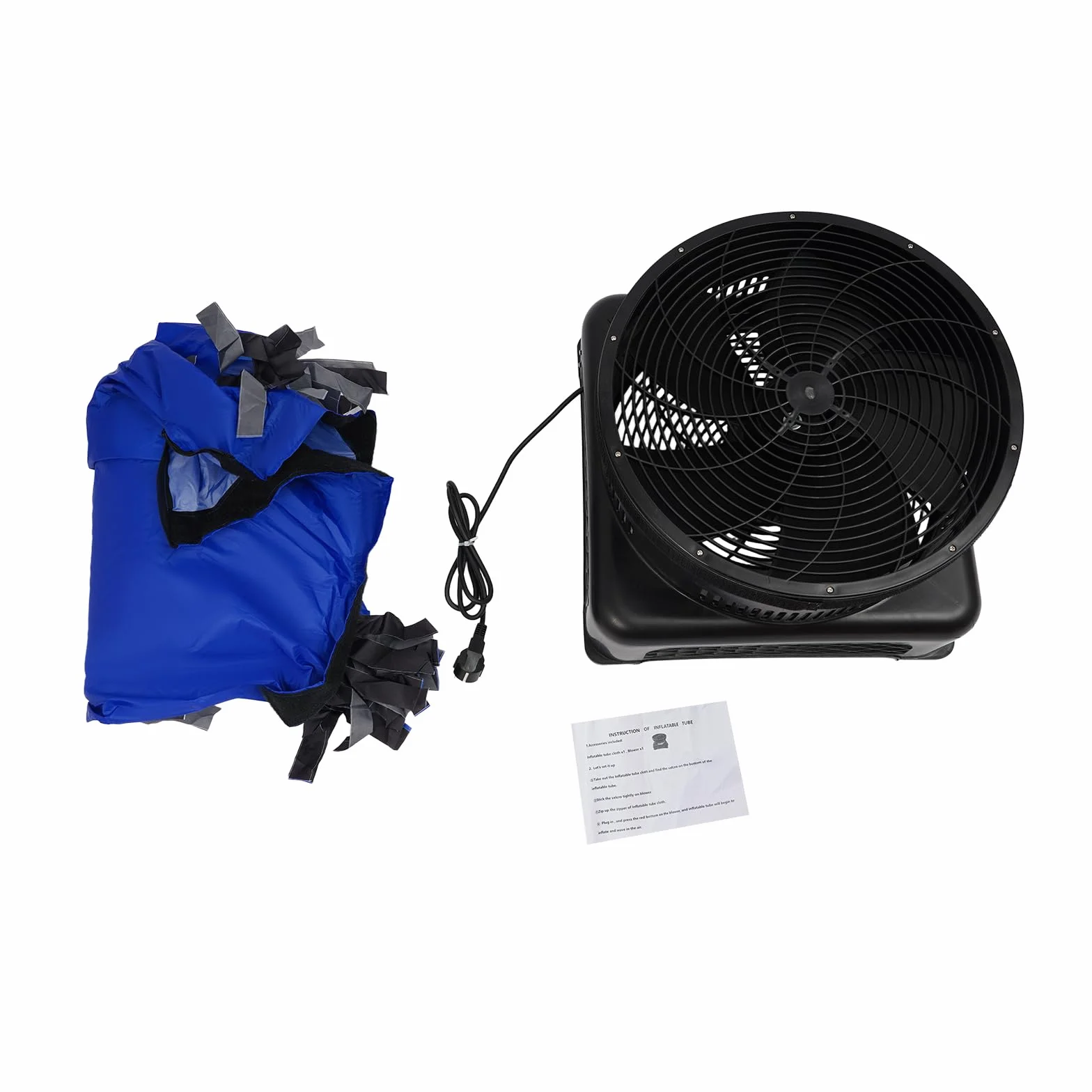 Aufblasbarer Schlauchmann Set mit 550W Gebläse, 2,1 m Klappbare Fliegenpuppentänzerin, Lustiger, VerrüCkter Winker Wackelnder Werbeschlauch (Blau, Schwarz)