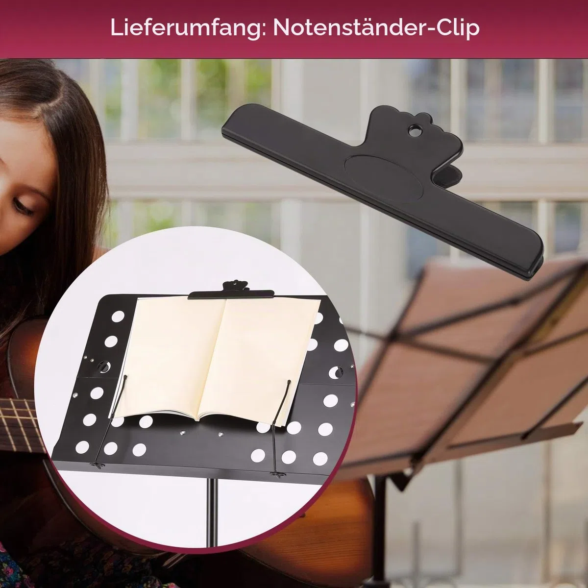 IMAGE Notenständer Metall Klappbar Notenhalter stabiler Musik Stativ mit Tragetasche, Professioneller tragbarer perforierter Notenständer, schwarz