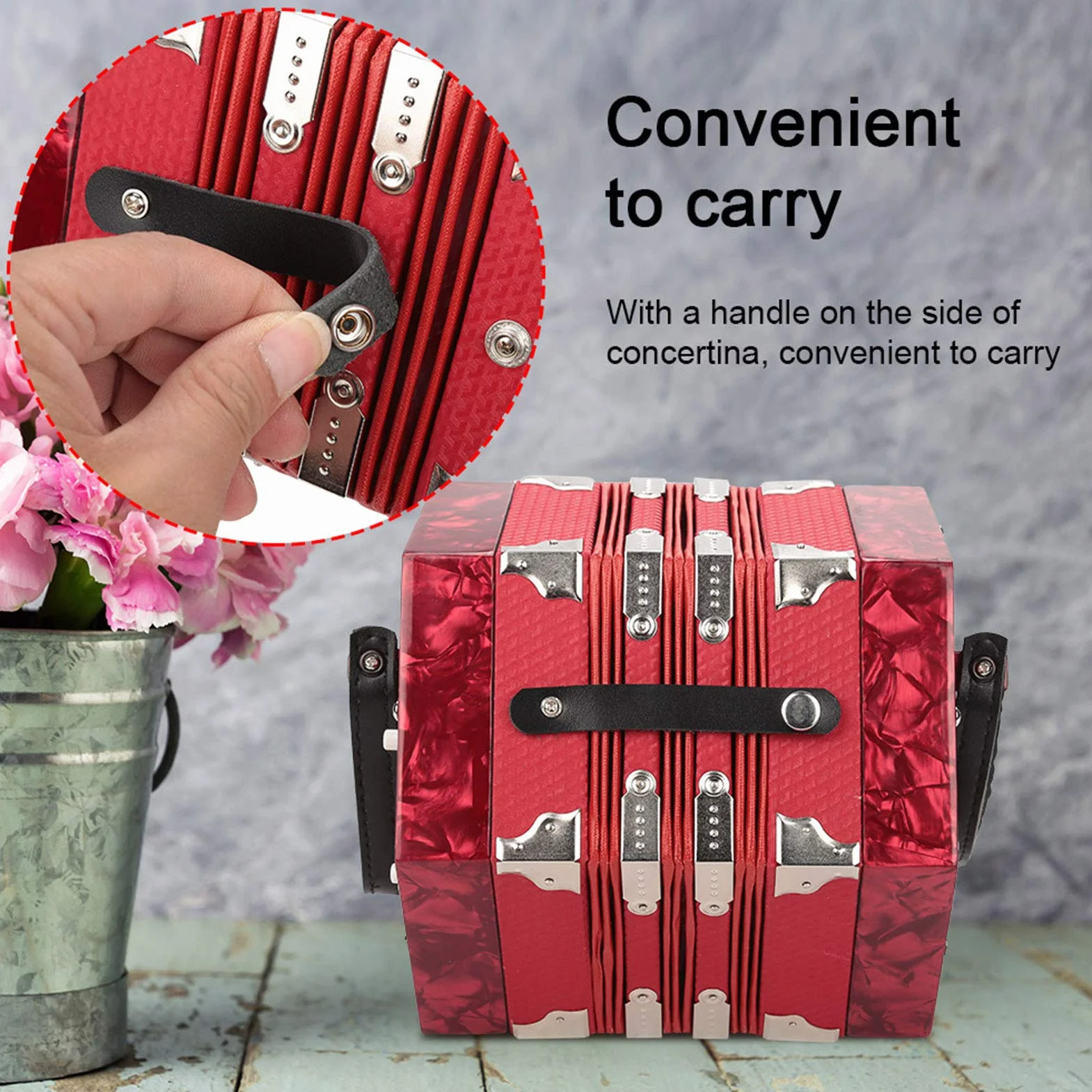 20-Tasten-Concertina Leicht und robust für Anfänger(Red)