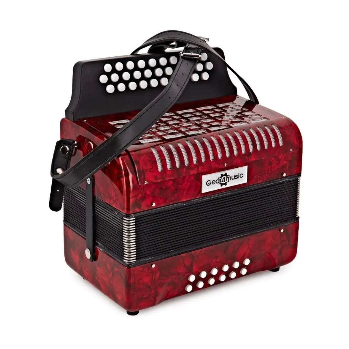 Gear4music Diatonisches Knopfakkordeon 12 Bass mit Hartschalenkoffer