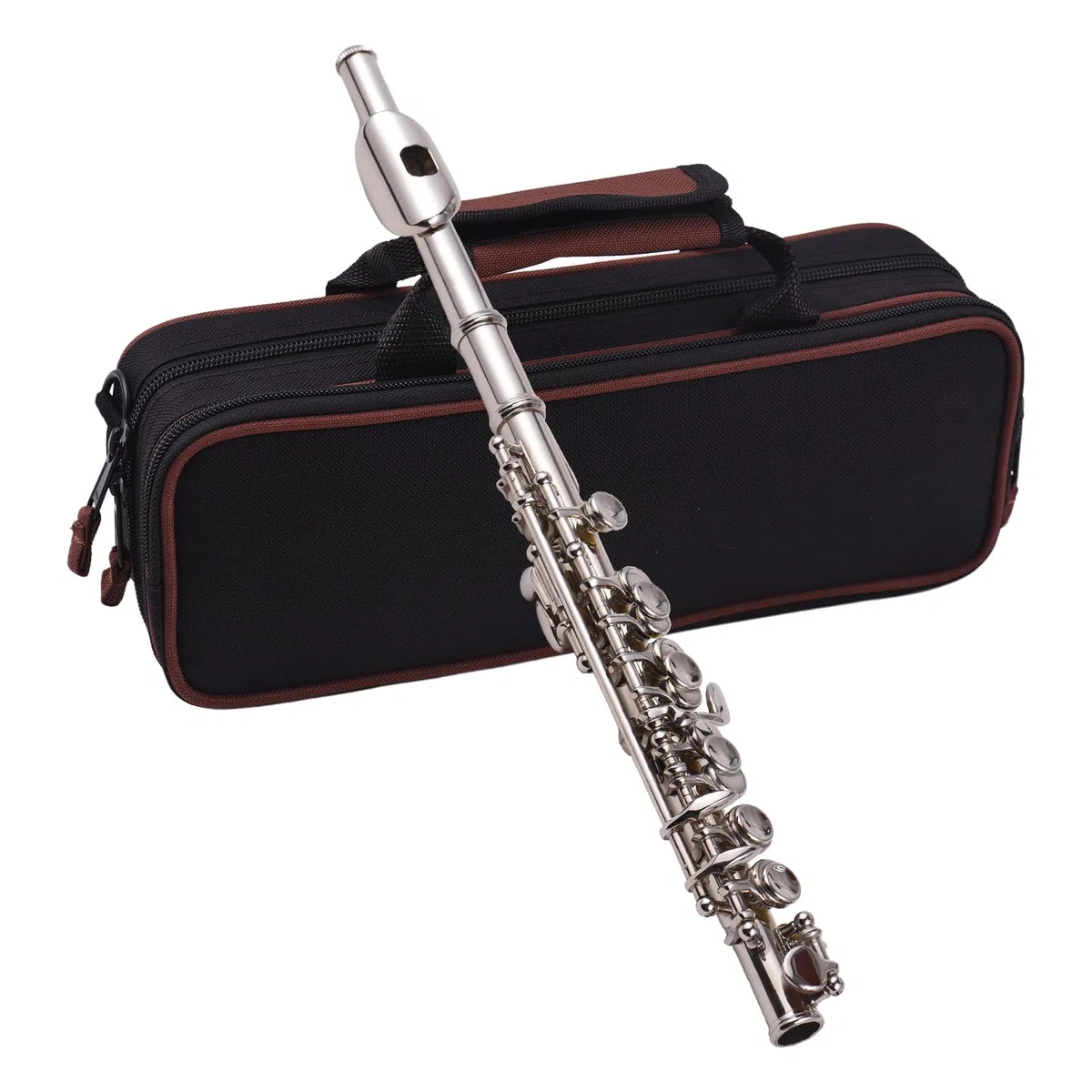 Weiß Kupfer Piccolo Instrument, C-Ton, Anfänger-Set mit Koffer, Reinigungsstab, Tuch und Fäustling, für Schüler, Bühne oder Prüfung