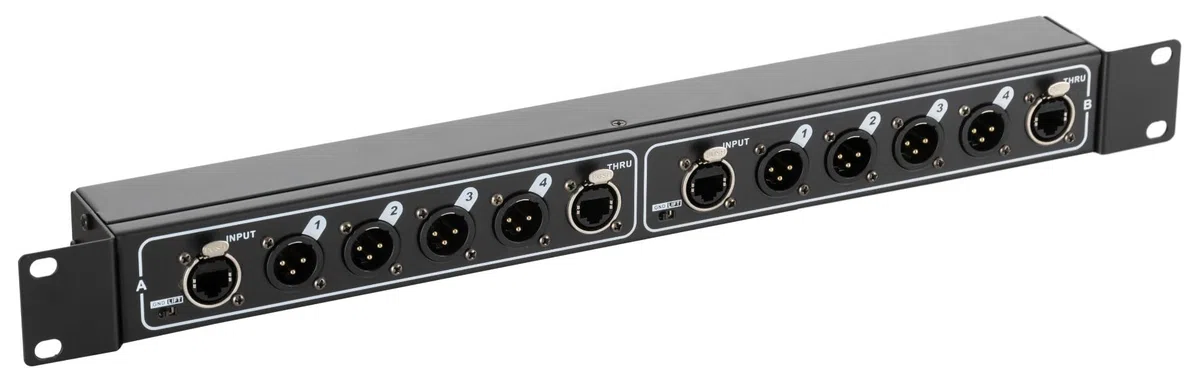 Pronomic NetCore SR-3M Multicore-Rackbox M/M Dual - Rackeinheit mit 2x 4 XLR-Buchsen (male) und 4x RJ45 Buchse - zur Übertragung analoger oder digitaler Signale über Netzwerkkabel