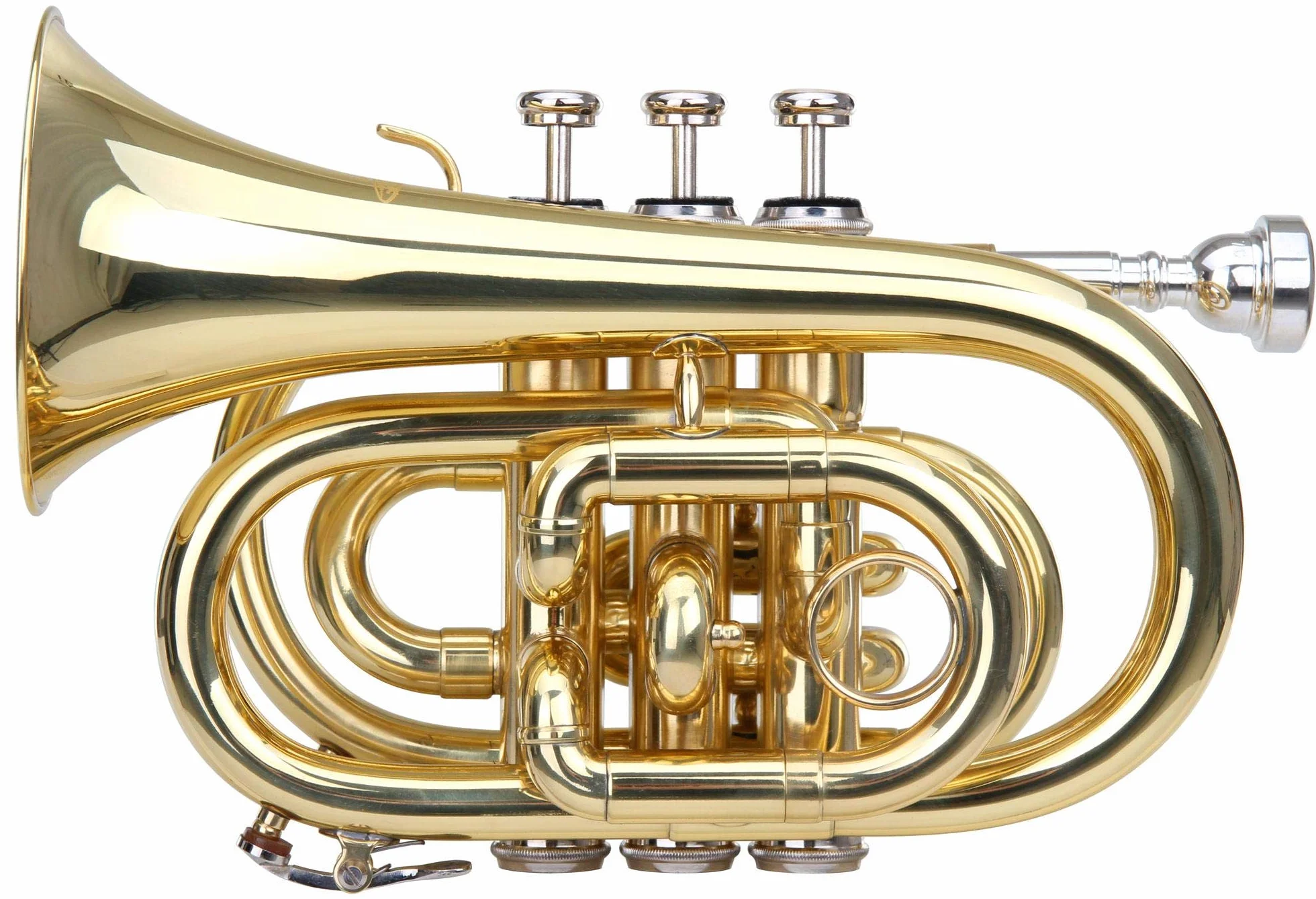 Classic Cantabile Brass TT-400 B-Taschentrompete (Messing, Schallbecher Durchmesser: 93 mm, Bohrung: 11,8 mm, Stimmung: B, inkl. Leichtkoffer, Mundstück, Putztuch, Handschuhe) klar lackiert