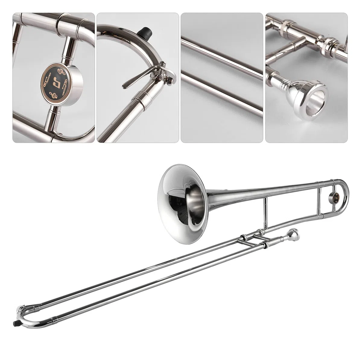 Btuty Alto Posaune Messing Gold Lack Bb Ton B flach Blasinstrument mit Kupfernickel Mundstück Cleaning Stick Etui
