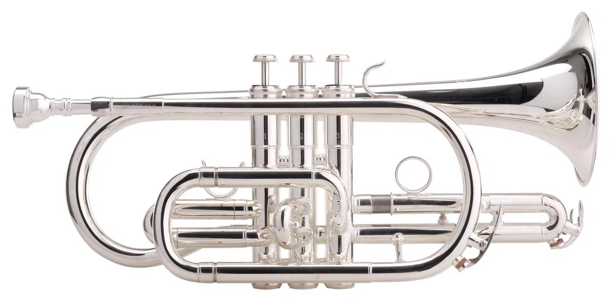 Classic Cantabile CR-400S Bb-Kornett (versilbert, Ventile Edelstahl, Stimmzug Neusilber, im Koffer, Mundstück) silber