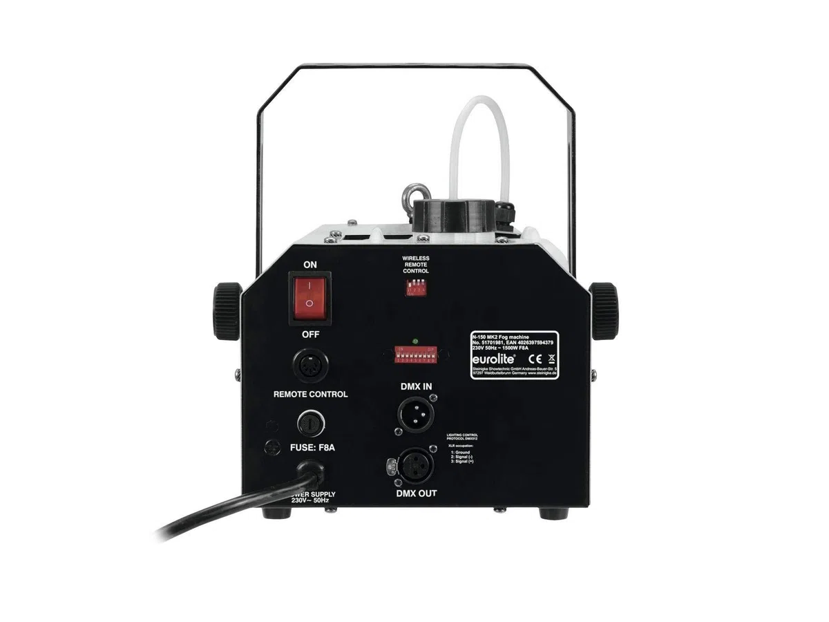 Eurolite N-150 MK2 Nebelmaschine | DMX-steuerbare Nebelmaschine mit 1500-Watt-Leistung | Kompakte Nebelmaschine mit hohem Ausstoßvolumen