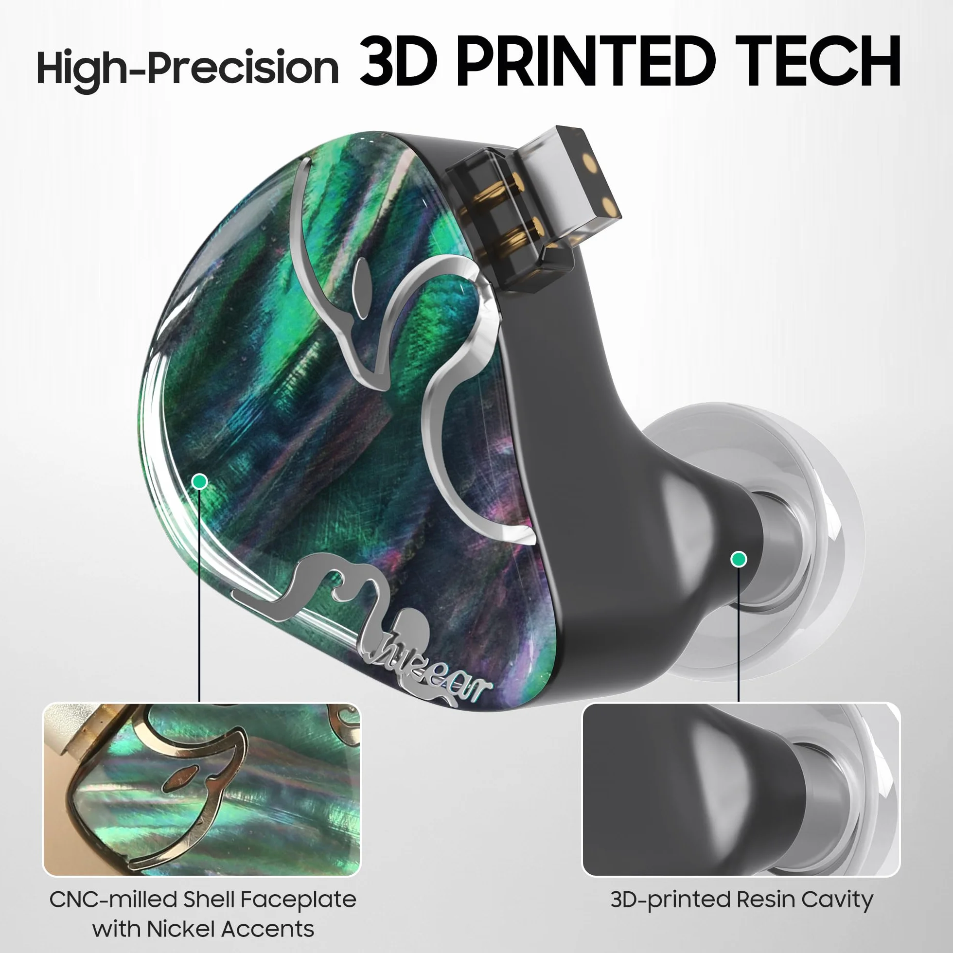HiFiGo IEMs Juzear x Z Reviews Defiant In-Ear-Monitor, 1DD + 3BA Hybrid-Treiber-Kopfhörer, HiFi-kabelgebundene Gaming-IEM-Ohrhörer mit abnehmbarem Kabel für Musiker, Audiophile und Gamer (Regenbogen)