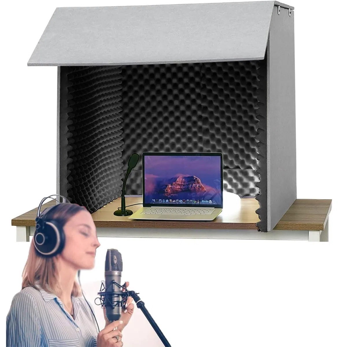 Tragbare Schalldichte Kabine, Aufnahmekabine, Aufnahmekabine Mit Mikrofonschutz, Hochdichter, Absorbierender Schaumstoff