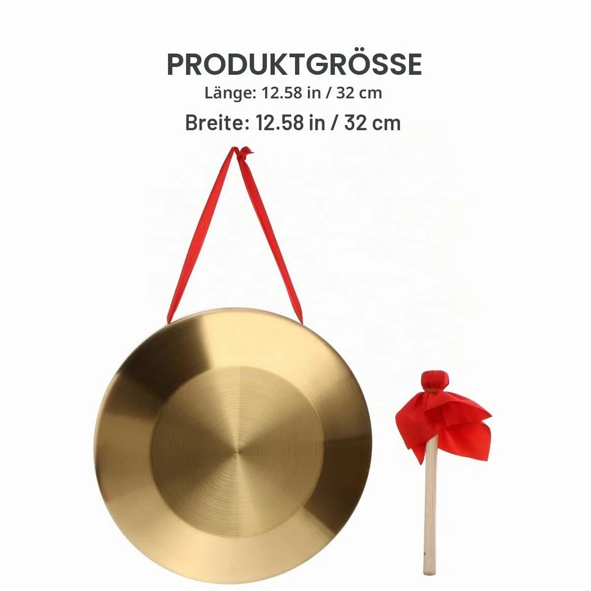 Gong mit Schlägel, Tam-Tam-Gong, traditionelles chinesisches Percussion-Instrument, Kupfer dekorativer Chau-Gong für Zuhause, Büro, 32 cm