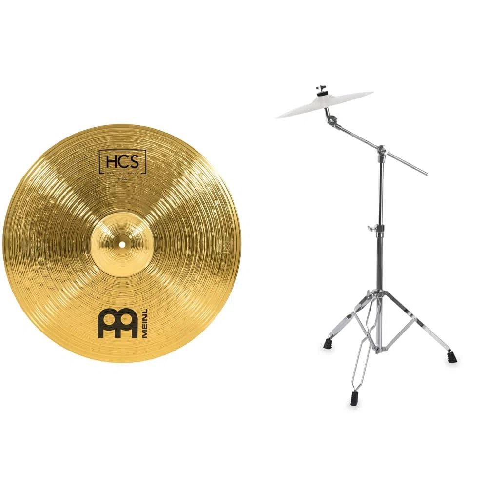 Meinl Cymbals HCS Ride 20 Zoll (Video) Schlagzeug Becken (50,80cm) Messing, Traditionelles Finish (HCS20R) & XDrum Galgenbeckenständer Semi (Höhe 84 bis 157 cm, versenkbarer Galgen, doppelstrebig)