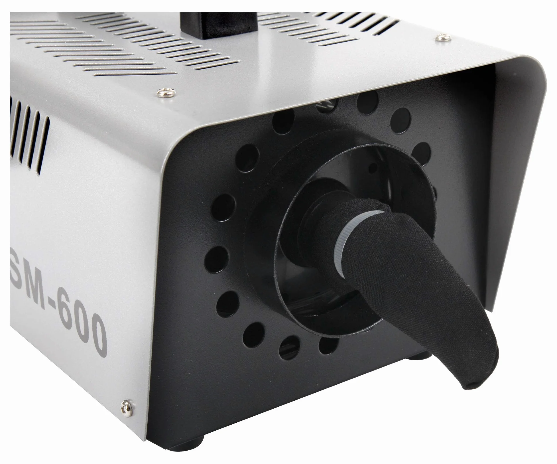 Showlite SM-600 Schneemaschine 600W mit Funk-Fernbedienung (30 m³/min Schneeausstoß, keine Aufwärmzeit, Tankvolumen: 1 Liter, inkl. Hängebügel) silber