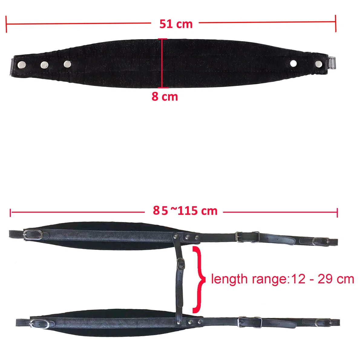 Rayzm Akkordeon Gurte, Verstellbare Schultergurte für Akkordeons, Verdicktes Kunstleder, 8cm breit * 1cm dicke, weiche Polsterung für komfortables Spielen