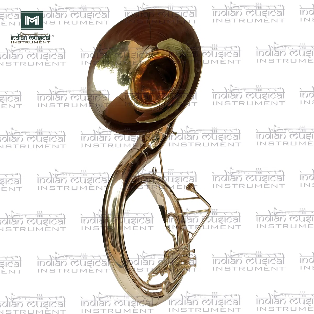 Indisches Musikinstrument Chrom Finish 61 cm King Size Sousaphon Messing BB Big Bell Tuba mit Mundstück und Tragetasche (Gold)