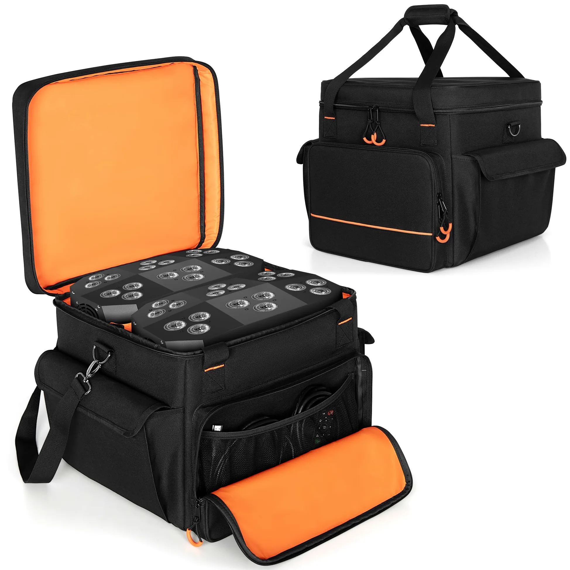 Luxja Discolicht Aufbewahrung Tasche, Tragetache für Partylicht, LED DJ Licht Organizer Tasche, Aufbewahrungstasche für Moving Head Bühnenlicht, LED Lichteffekte, (OHNE ZUBEHÖR), Schwarz