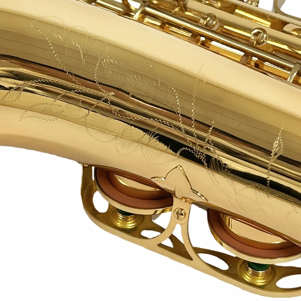 Yinfente Eb flaches Saxophon mit 10 Blättern, 8 Pads, Hartschalenkoffer und mehr, für Studenten, Anfänger, Erwachsene, Altsaxophon, Saxophon-Set, (goldfarben)