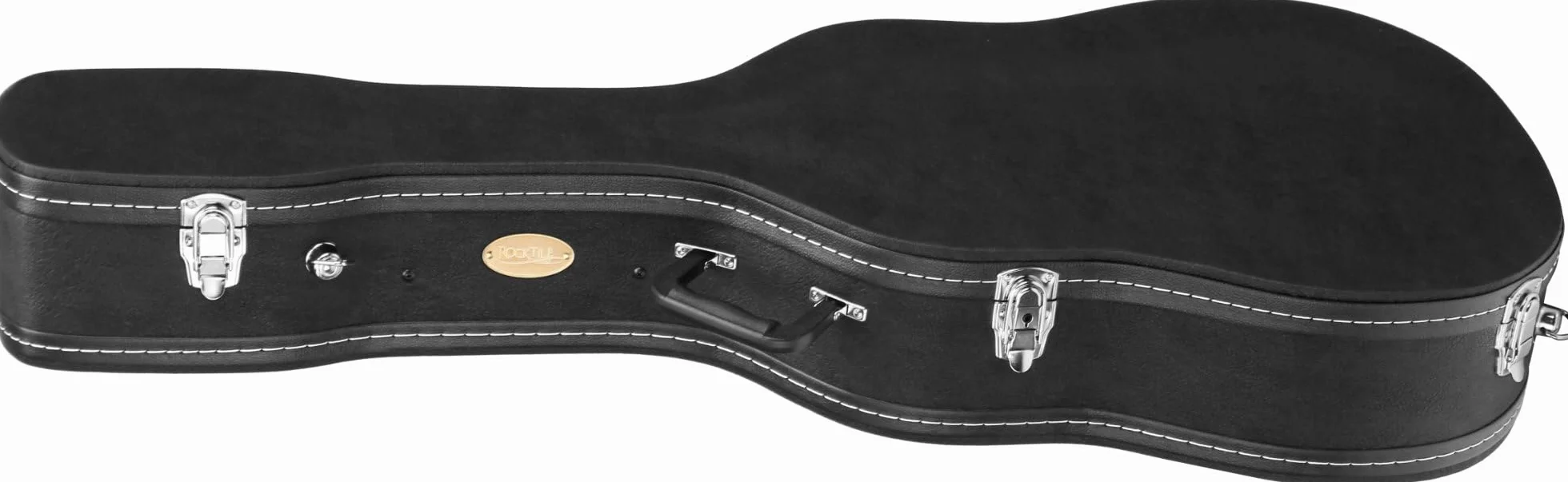 ROCKTILE 4/4 Gitarrenkoffer Deluxe (für Westerngitarre, Konzertgitarre und Klassikgitarre, integriertes Innenfach Abschliessbar) schwarz